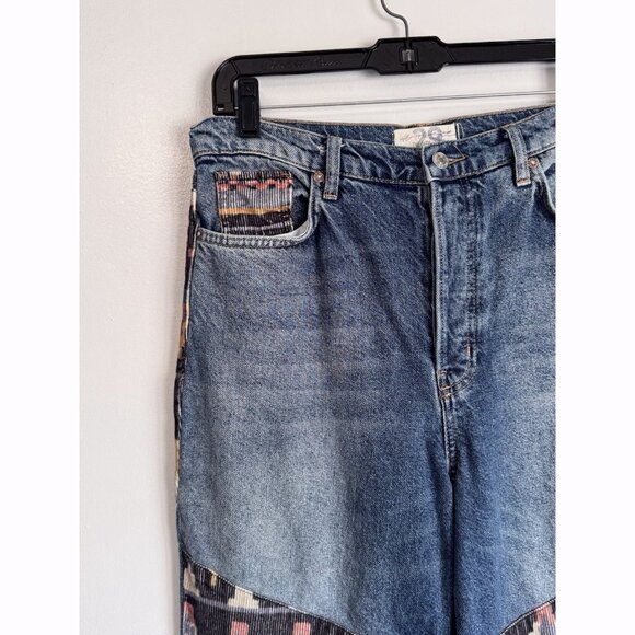 We The Free FP Patchwork Jeans Women’s 29 High Rise Corduroy Trim Boho Western - Picture 6 of 15